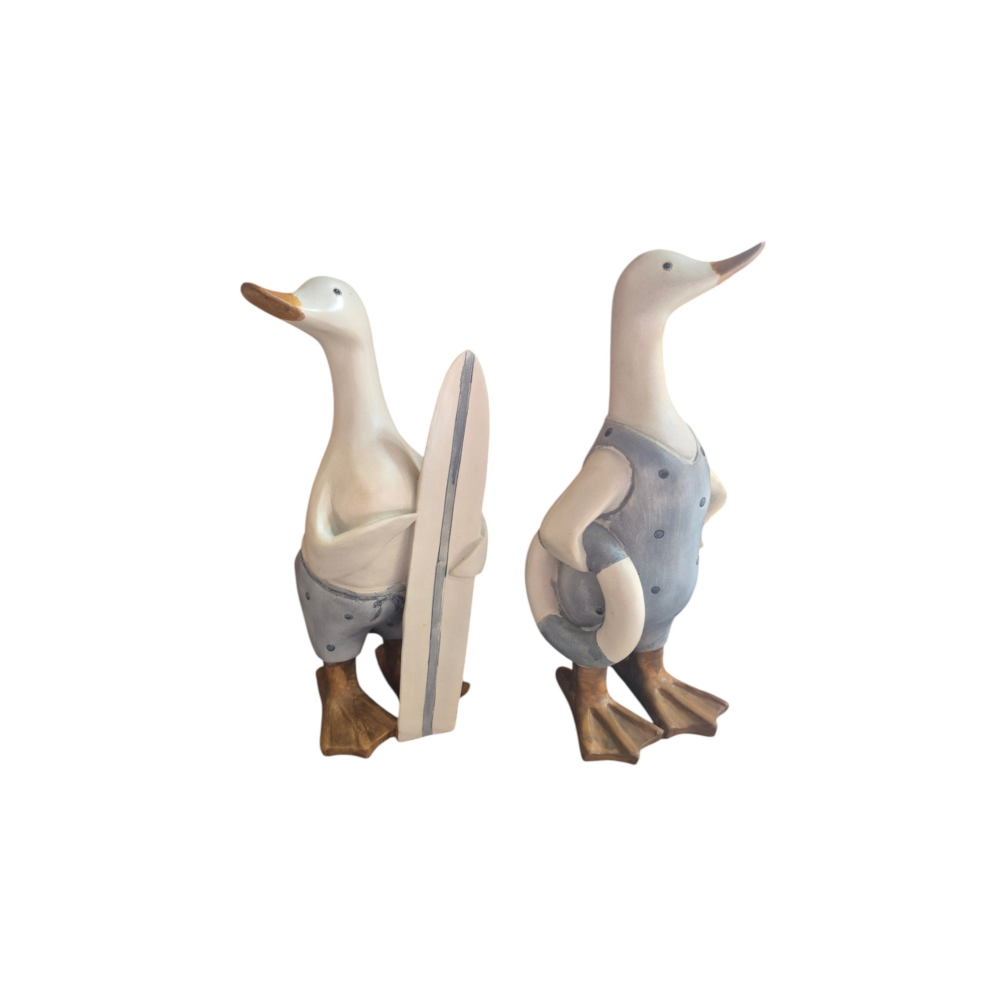 Pair of Large Surfing Ducks 30cm Resin nz