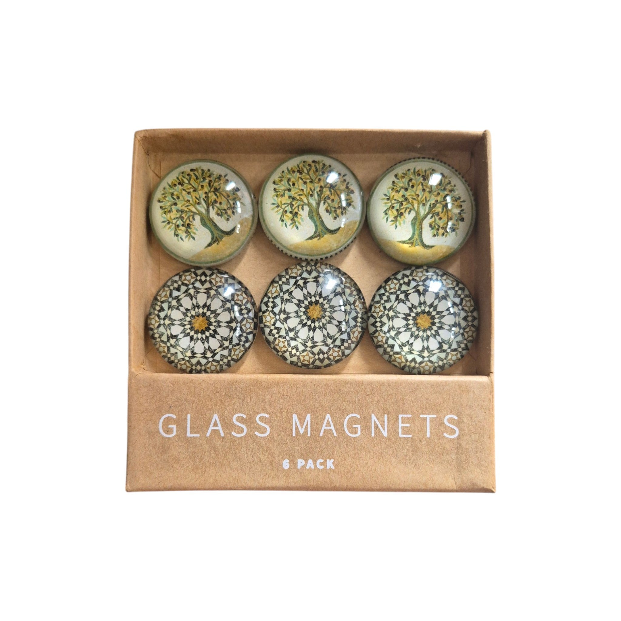Tree of Life & Moroccan Mandala Glass Dome Magnets - Set of 6 LaVida nz