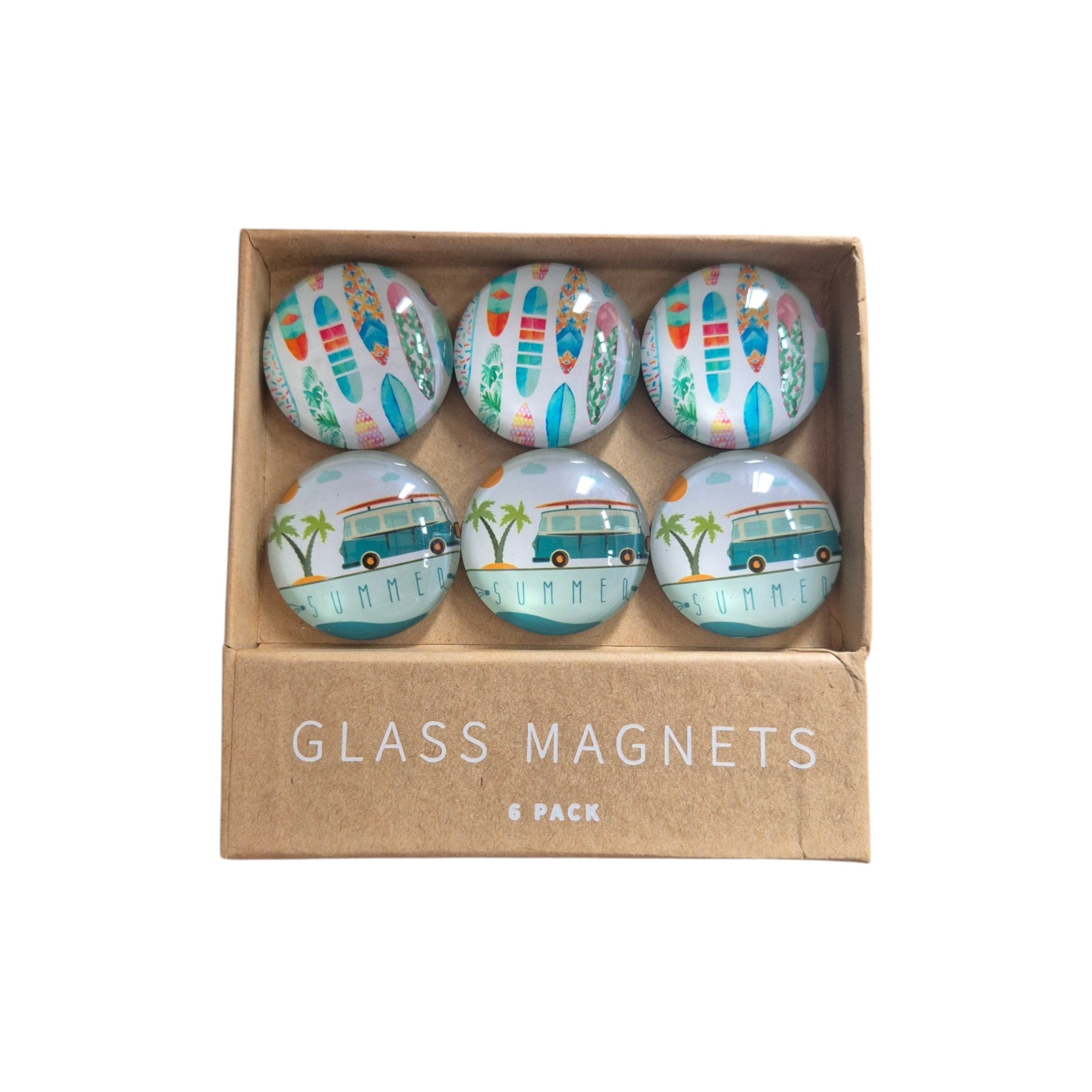 Surf & Summer Glass Dome Magnets - Set of 6 LaVida nz