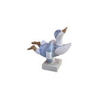 Loren Boyd duck diving through swim ring figurine, detailed sculpture of a duck with a colorful inflatable ring, decorative collectible.
