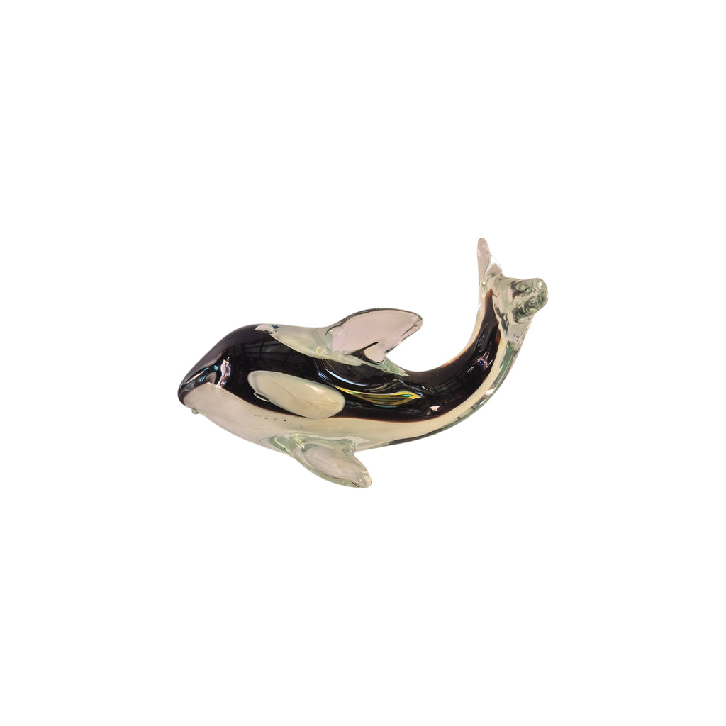 Rikaro Handblown Glass Orca Figurine 13cm nz