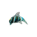 Rikaro Handblown Glass Dolphin Figurine 11cm Teal & White nz