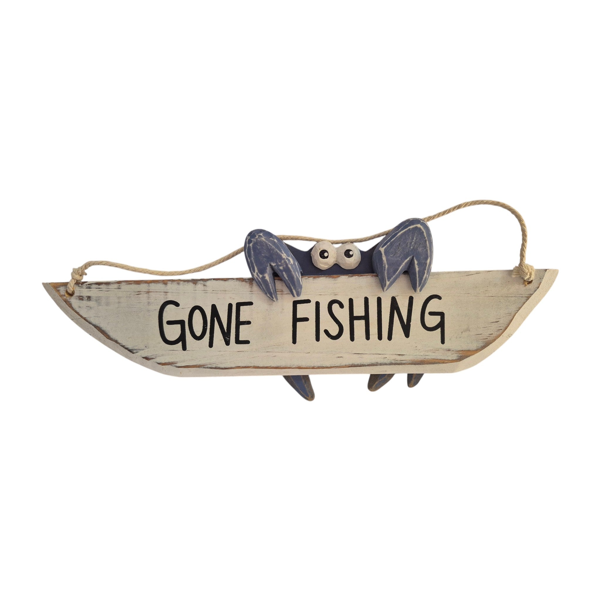 Gone Fishing Crab Boat Wood Sign nz