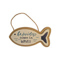 Happiness Comes in Waves Wood Fish Sign nz
