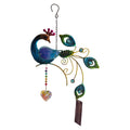 Peacock with Jewelled Feathers & Hanging Heart Jewel  nz