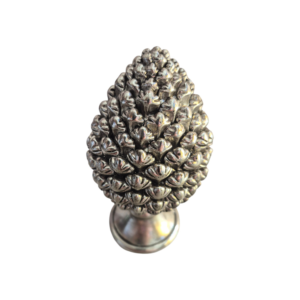 Polyresin pinecone ornament with an antiqued silver metallic finish nz