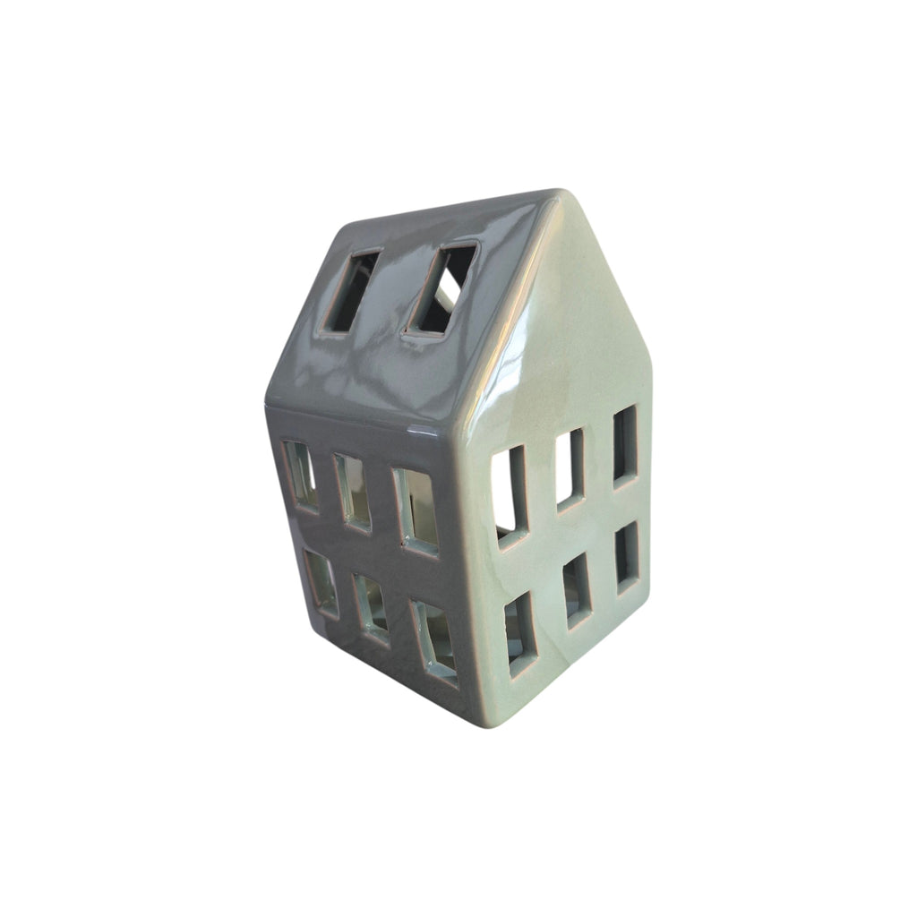 Porcelain Pointed Roof Tealight House - Sage nz