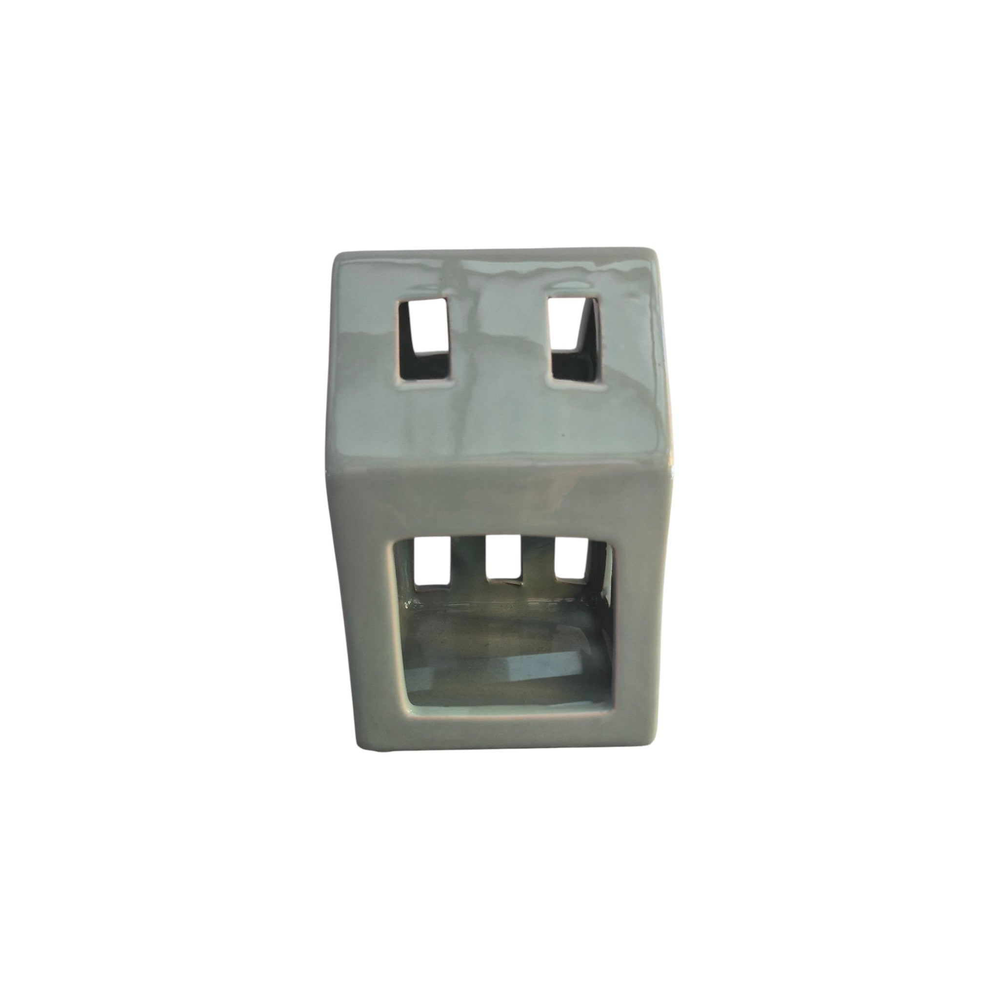 Porcelain Pointed Roof Tealight House - Sage nz