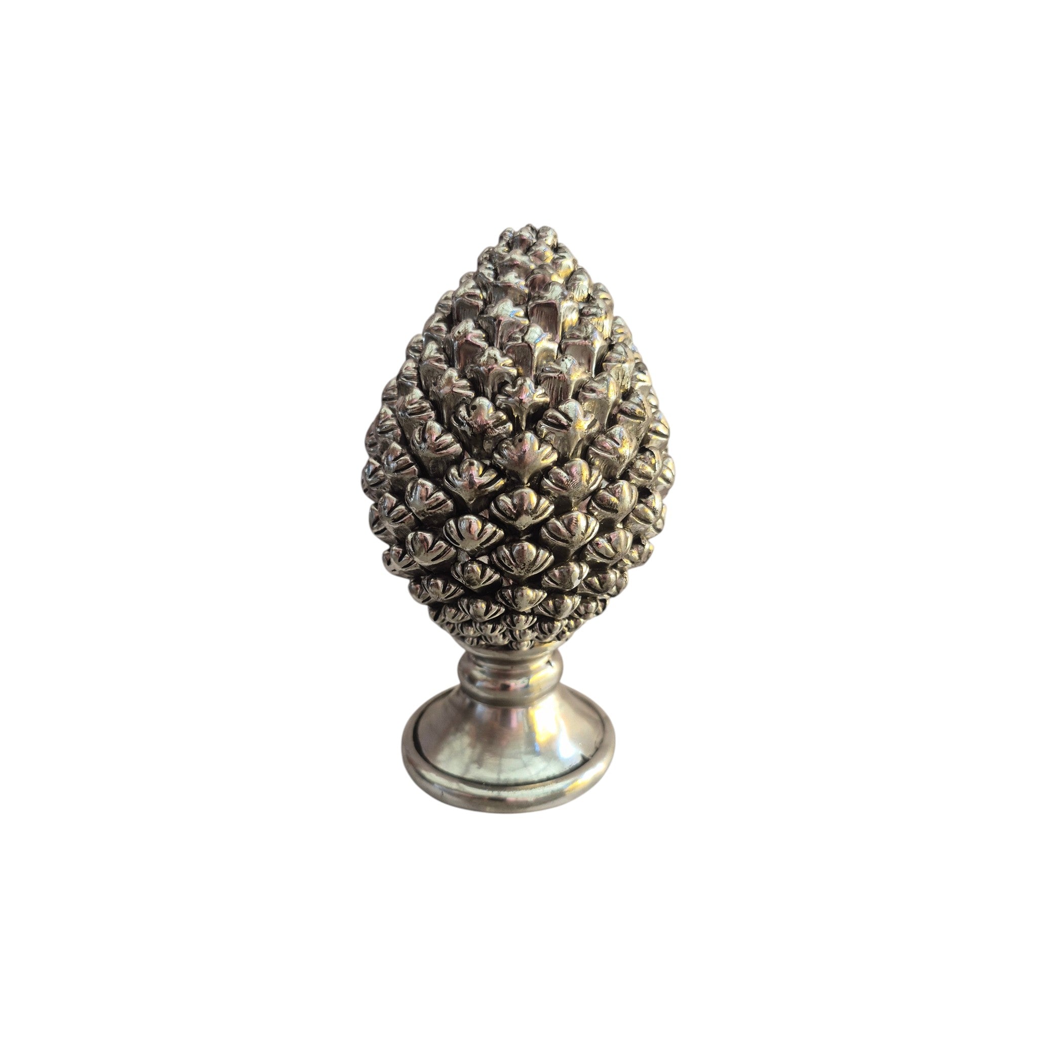 Polyresin pinecone ornament with an antiqued silver metallic finish nz