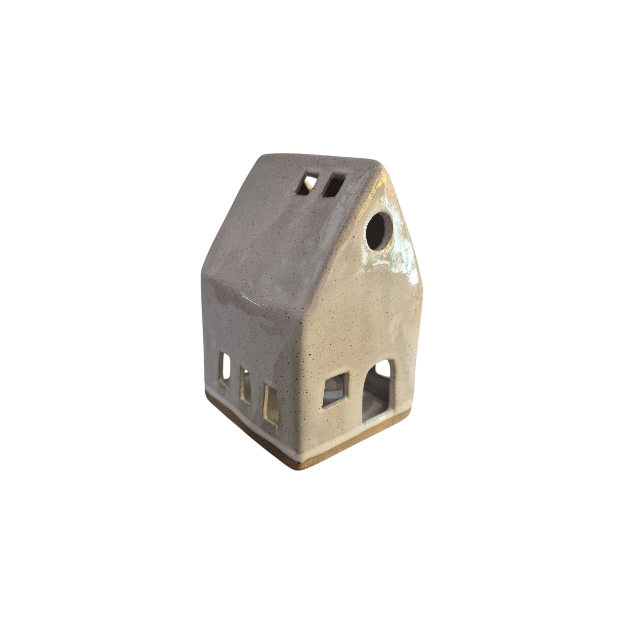 Porcelain Tealight Pointed Roof House - Grey nz