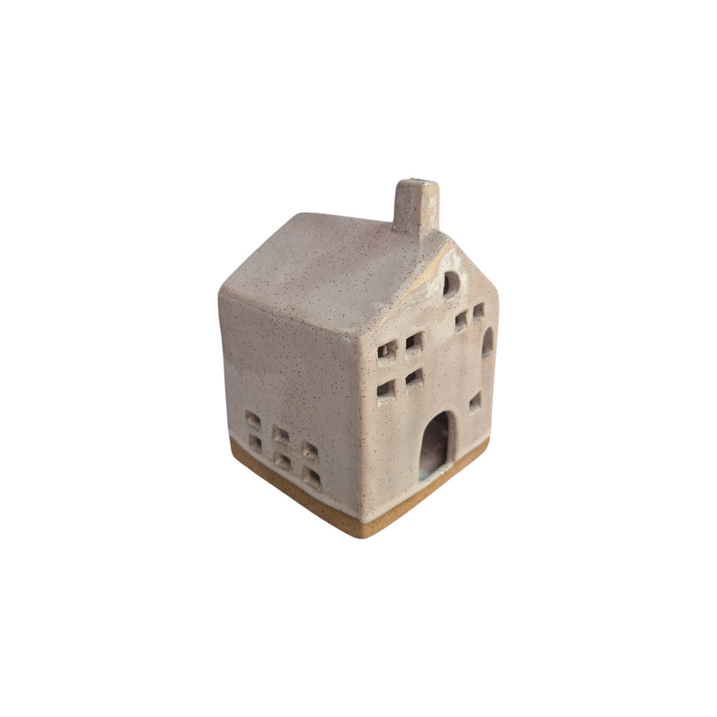 Porcelain Tealight House with Chimney - Grey nz