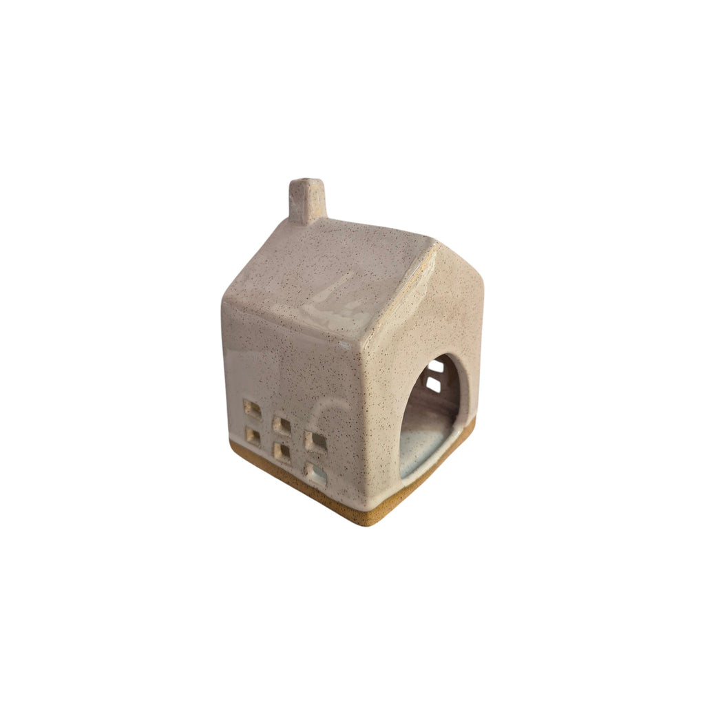 Porcelain Tealight House with Chimney - Grey nz