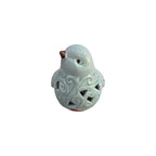 Celadon blue bird ornament by Loren Boyd featuring detailed ceramic craftsmanship and a smooth, glossy finish. nz