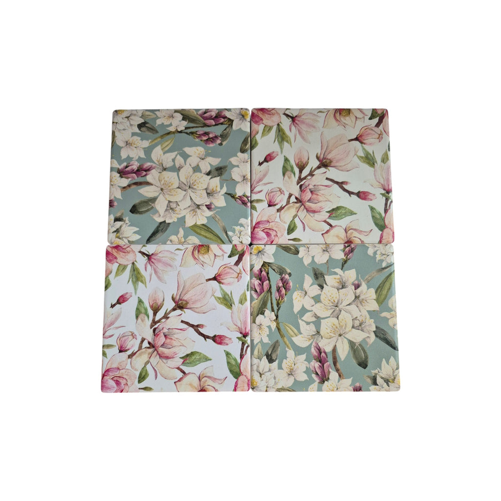 Magnolia Lily Ceramic Coasters - 4 Pack nz