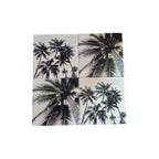 Set of four black and white palm tree coasters by Loren Boyd, featuring tropical leaf designs for stylish table protection. nz