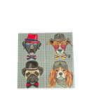 Set of four Dapper Dogs coasters by Loren Boyd featuring stylish dog-themed designs on absorbent surfaces. nz