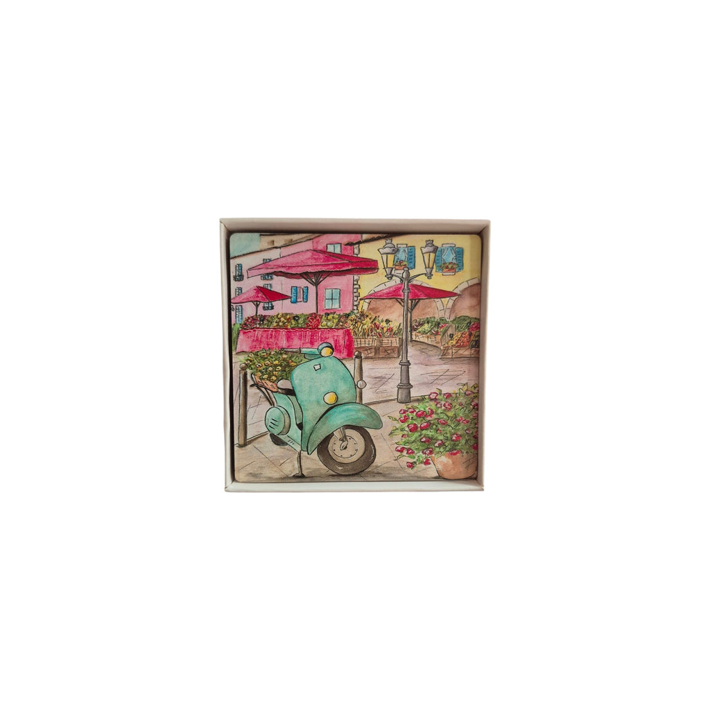Italian Vespa Streets Ceramic Coasters - 4 Pack nz