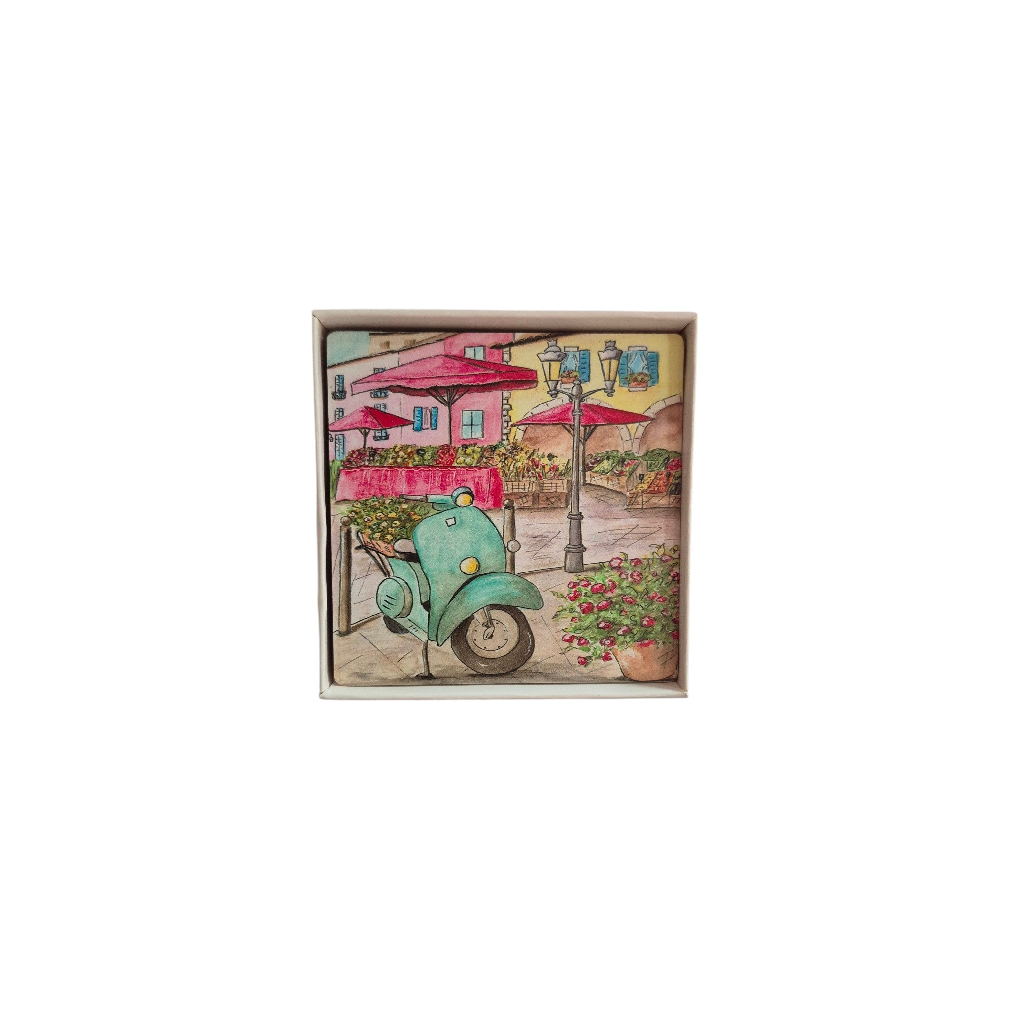 Italian Vespa Streets Ceramic Coasters - 4 Pack nz