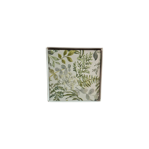 Set of four botanical garden-themed coasters by Loren Boyd featuring vibrant plant and floral designs for decorative tabletop use. nz