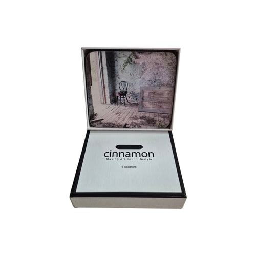 Set of six blue Cinnamon Coaster room protectors with a smooth surface and stylish design for home decor. nz