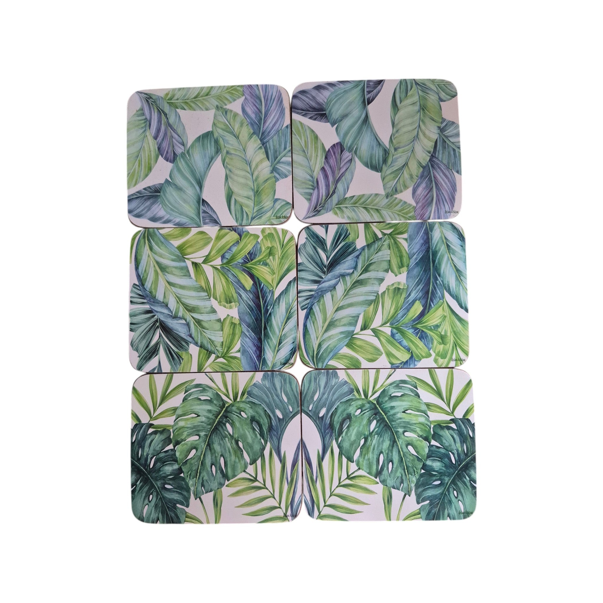 Tropical Leaves Coasters - 6 Pack Helen Ashley nz