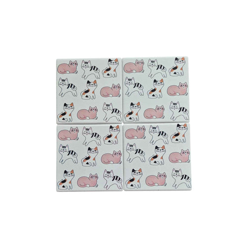 Ceramic Sassy Cats Coasters - Set of 4