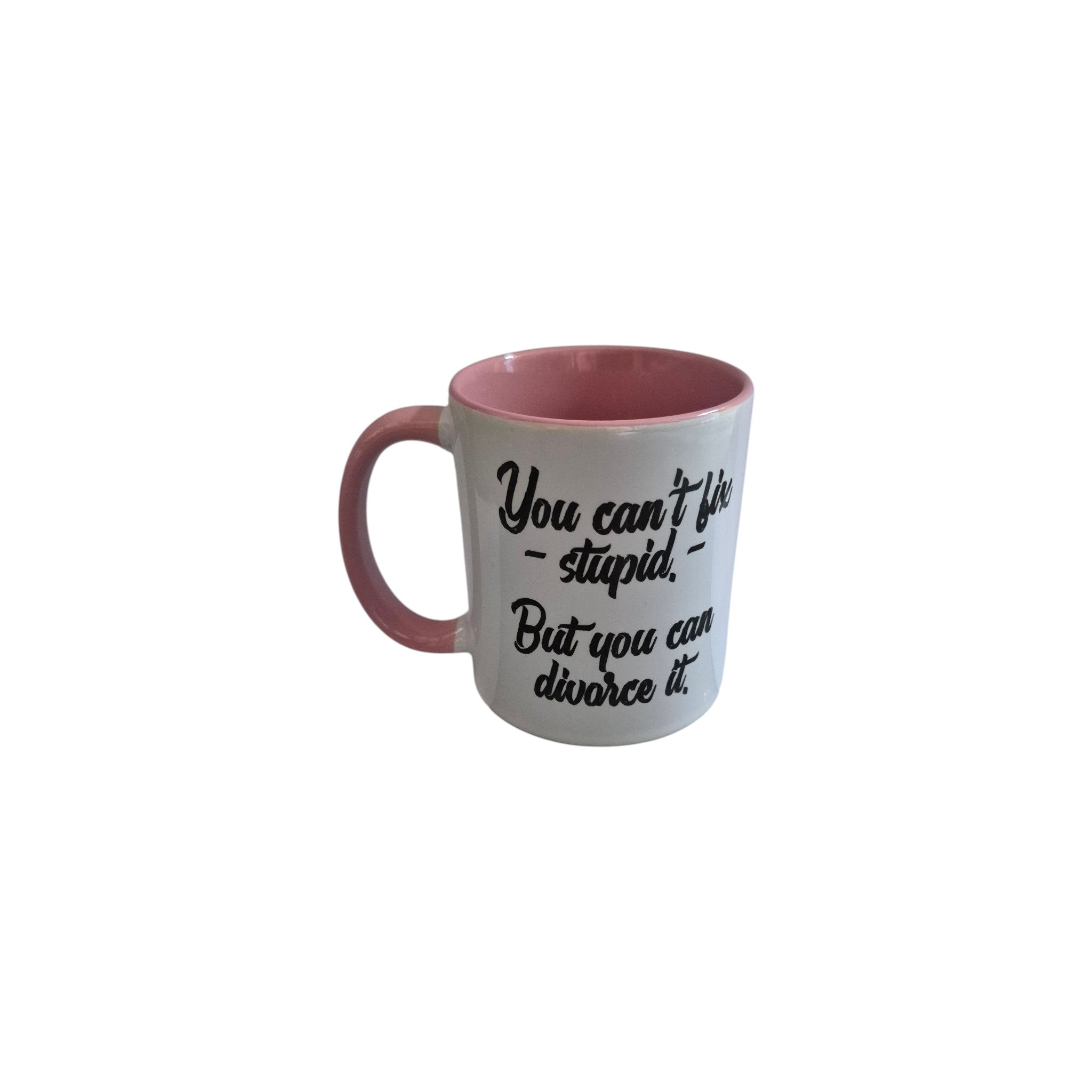 You Can't Fix Stupid But You Can Divorce It Mug - Pink Handle nz