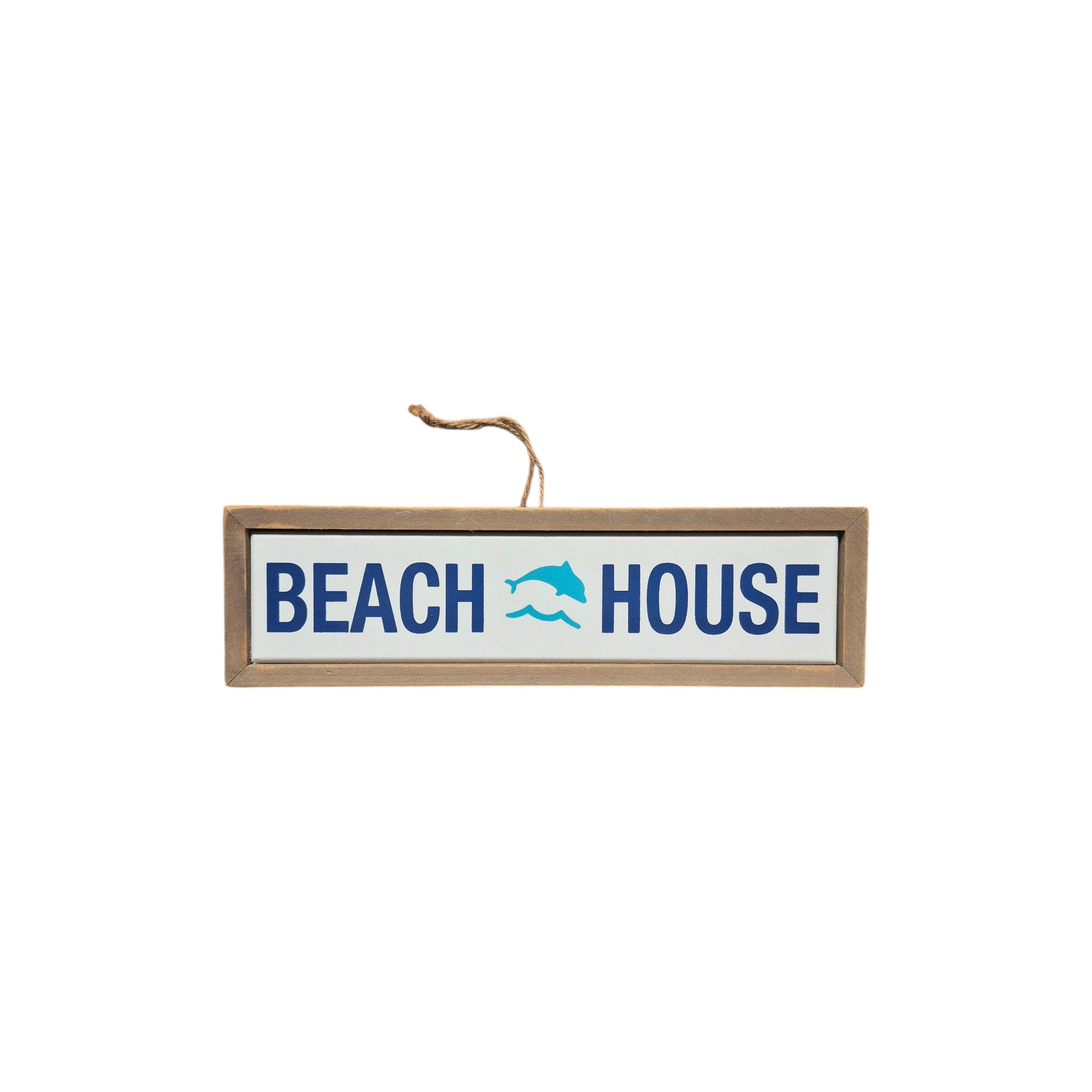 Beach House Leaping Dolphin framed wall sign by Loren Boyd, featuring a colorful dolphin design textured on a wooden frame. nz