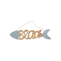 Wall sign featuring a fish and beach rope design, 58cm, by Loren Boyd, with nautical-themed decor and natural rope accents.