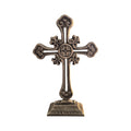 Large Silver Ornate Cross on Stand 35cm nz