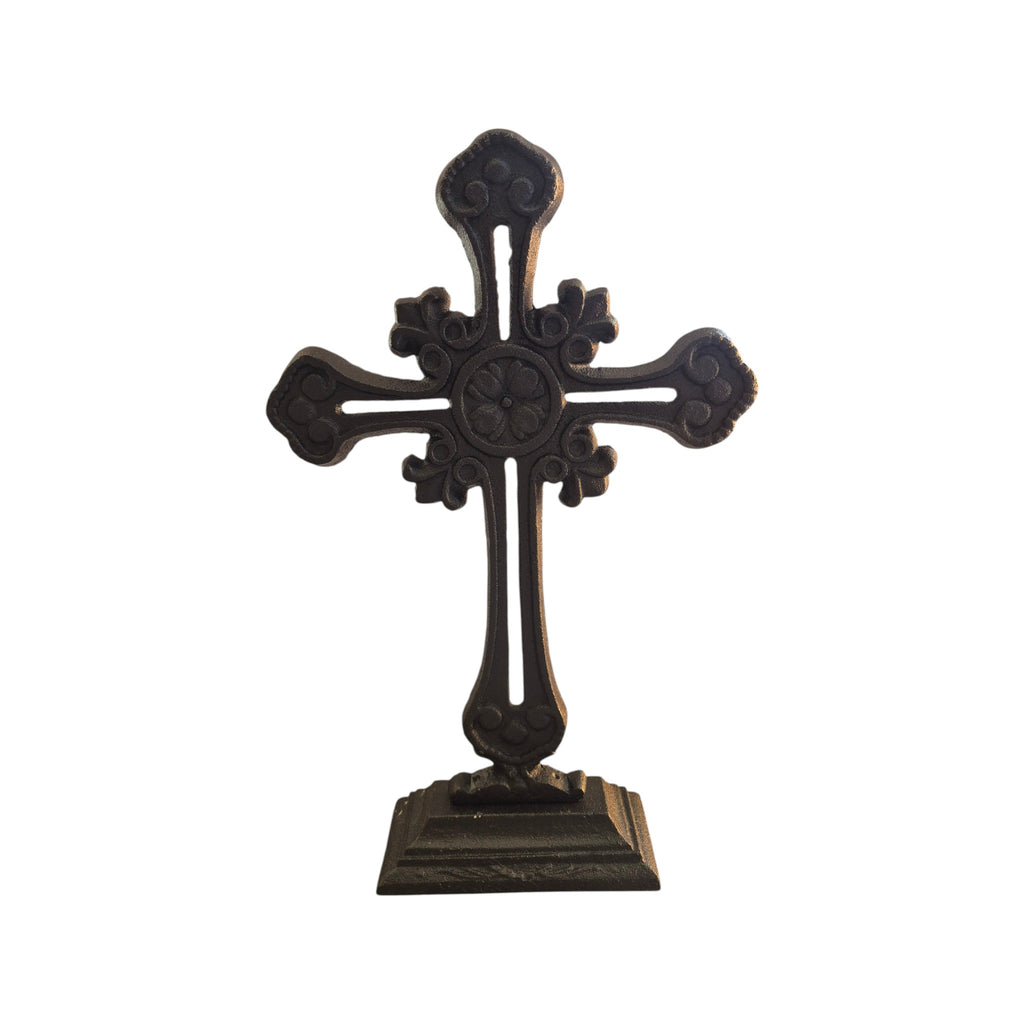 Large Black Ornate Cross on Stand 35cm nz