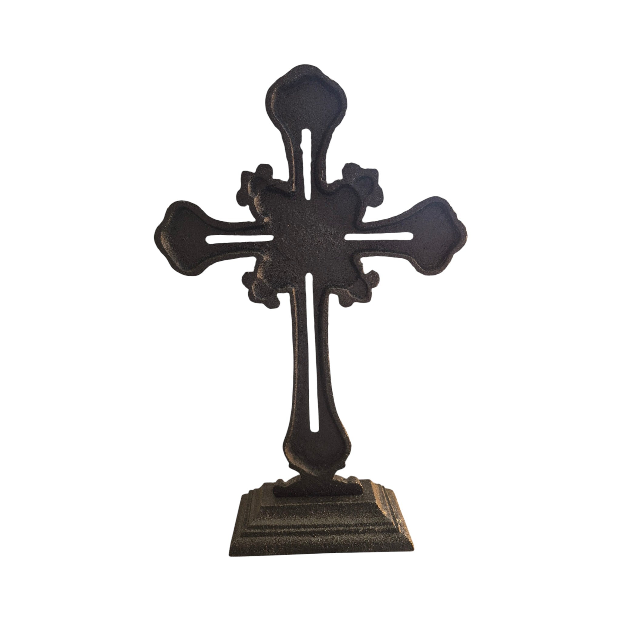 Large Black Ornate Cross on Stand 35cm nz