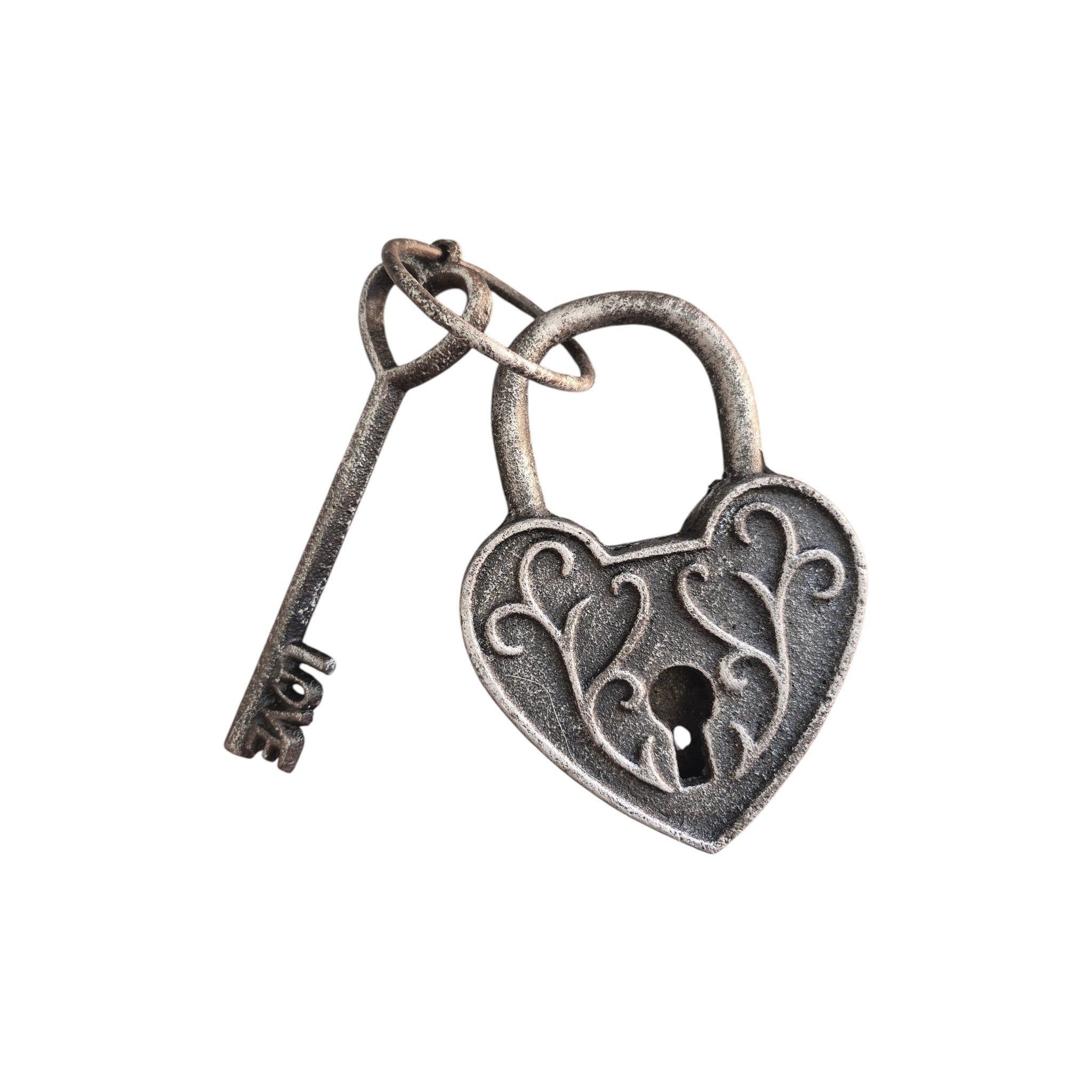 Large Heart Padlock & Skeleton Key Ornament nz
