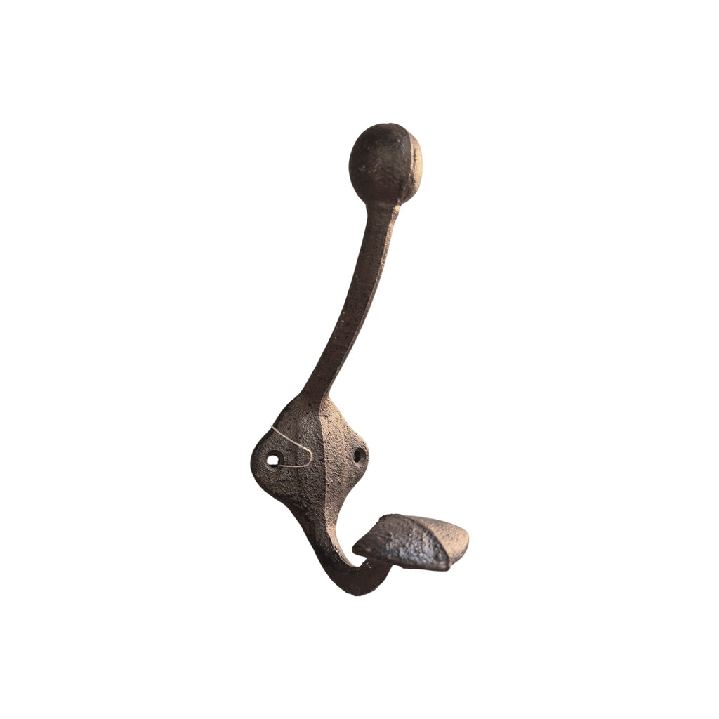 Large Esschert Design single wall hook, 17cm, made of metal, mounted on a wall for hanging or organization.