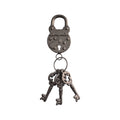 Decorative Loren Boyd cast iron padlock with intricate skeleton keys, 23cm ornament for vintage or gothic decor. nz