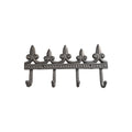 Fleur de Lys 4-Hook Cast Iron Wall Rack nz