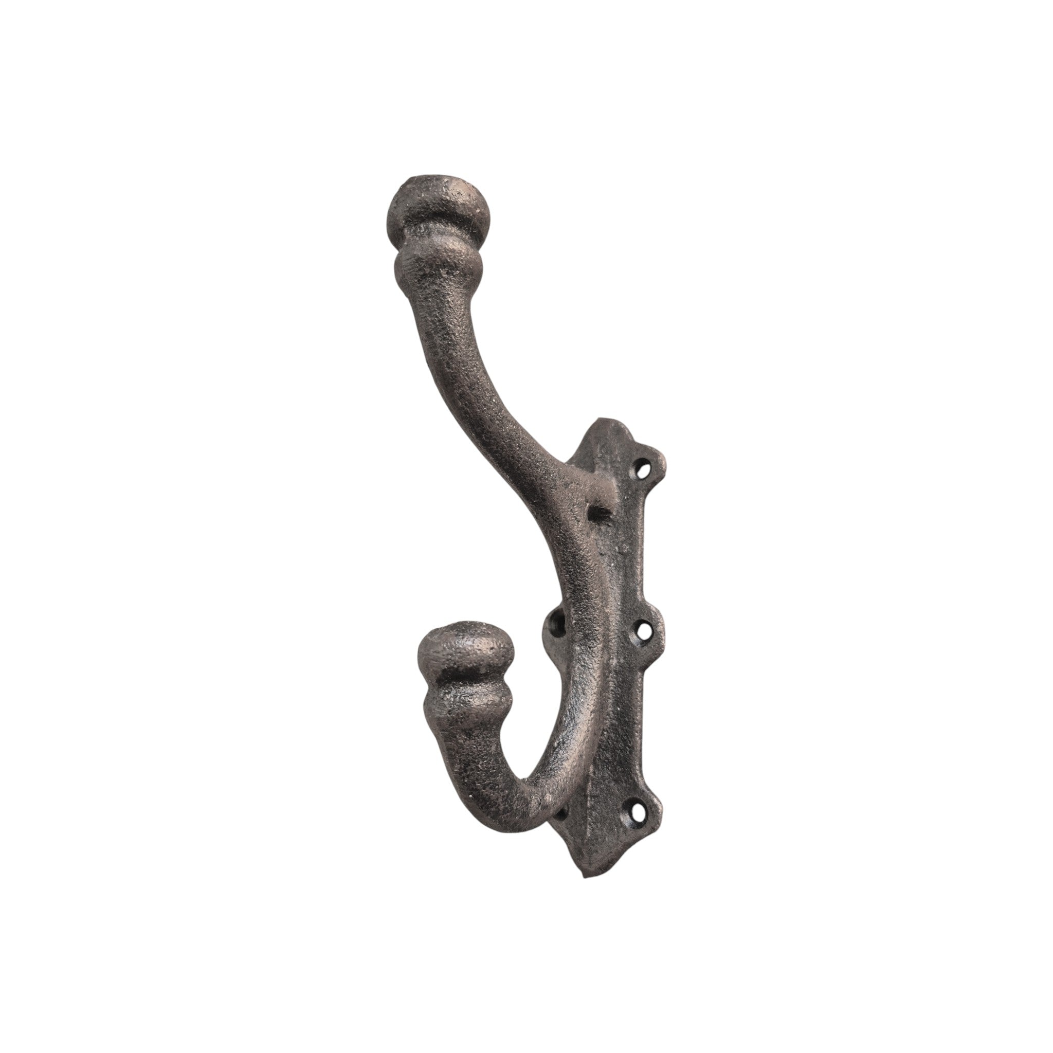 Loren Boyd cast iron double wall hook, 15cm long, mounted on wall, sturdy metal hook for hanging items, black finish. nz