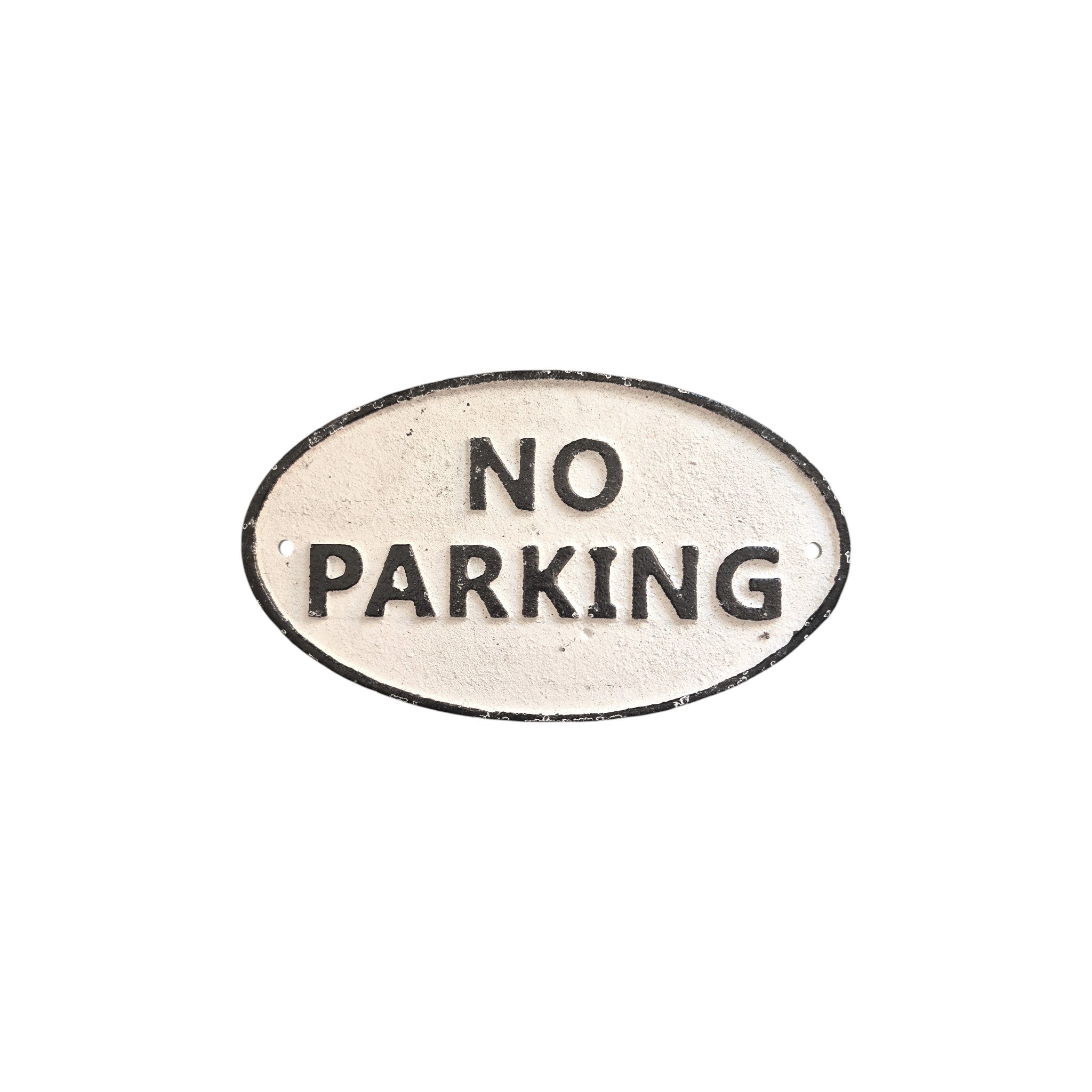 No Parking White Cast Iron Plaque 16.5cm nz