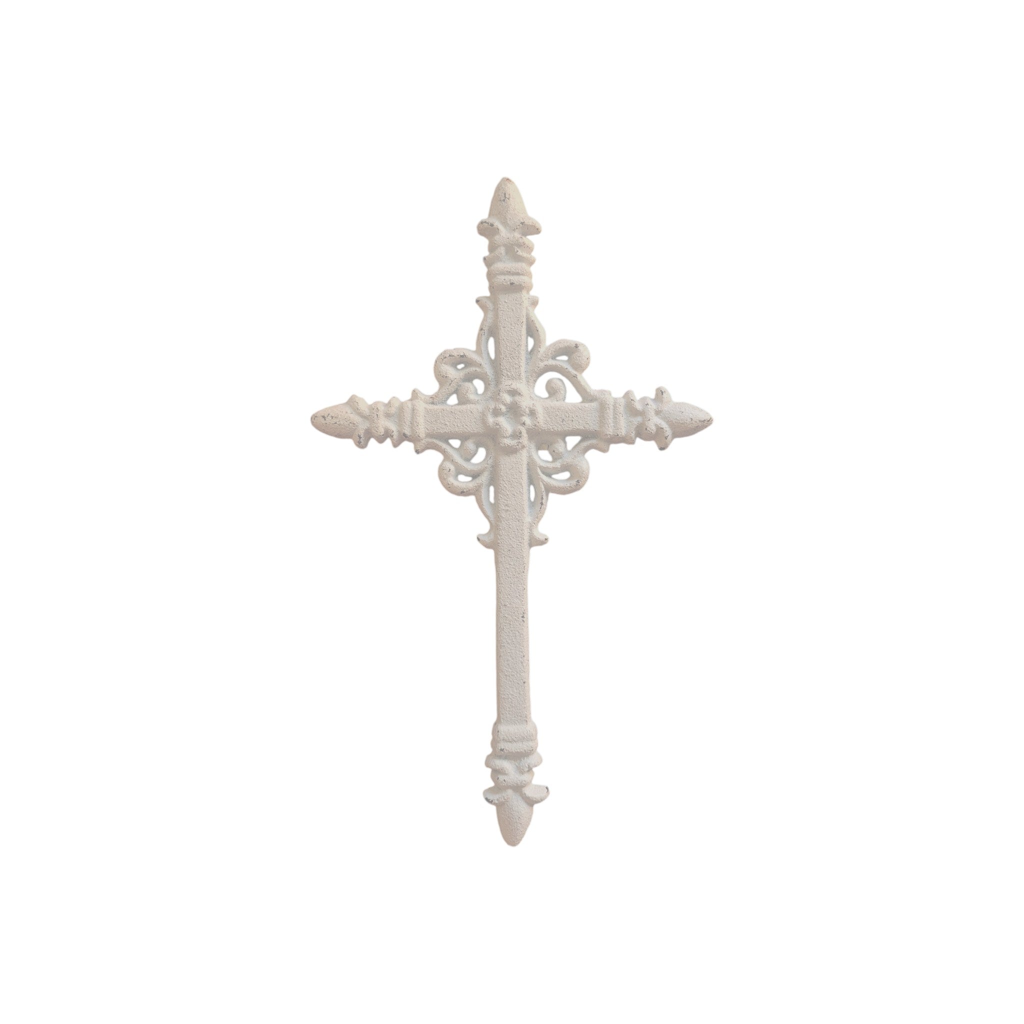 Small White Distressed Cast Iron Cross Wall Hanging nz