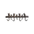 Loren Boyd Cats on a Branch cast iron wall hook rack with 7 hooks, measuring 39.5cm, featuring a decorative cat and branch design. nz