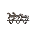 Running Horses Cast Iron Triple Hook Wall Rack 31.5cm nz