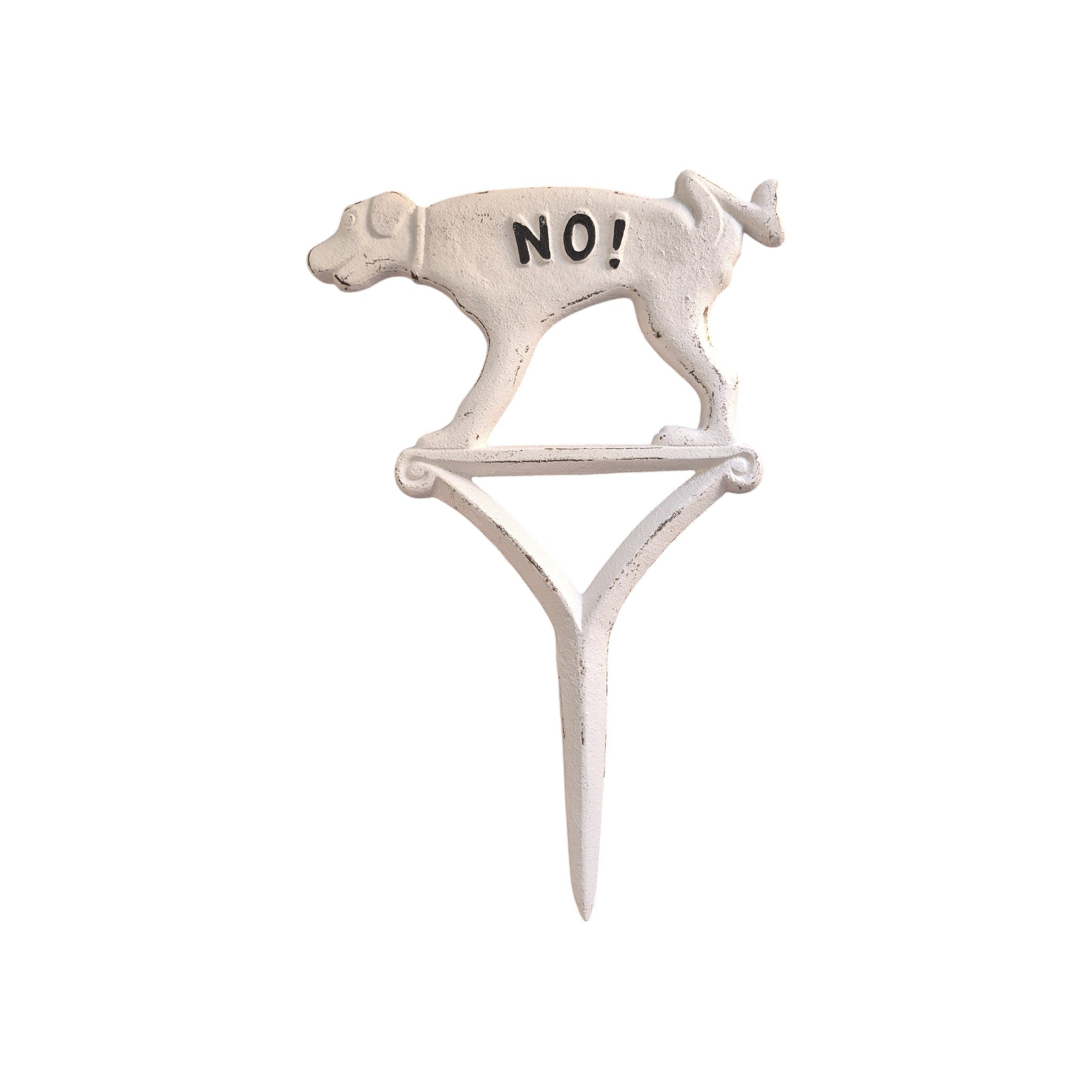 White Dog No Peeing Cast Iron Garden Stake Sign 30cm nz