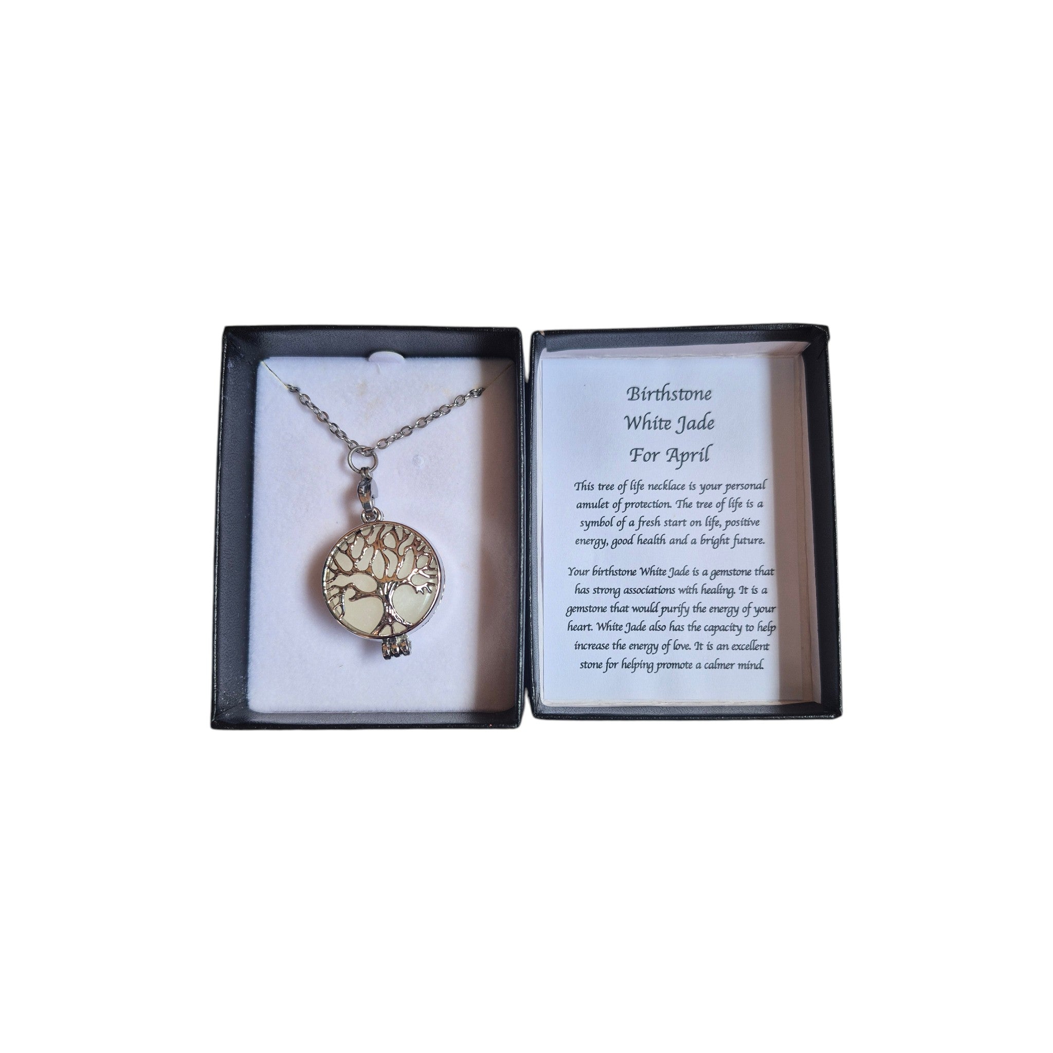 Birthstone White Jade April Tree of Life Necklace nz