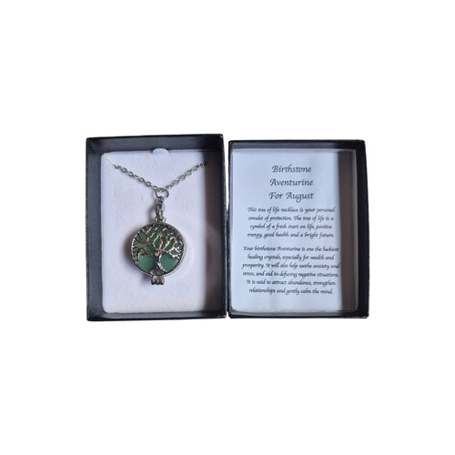 Birthstone Aventurine August Tree of Life Necklace nz