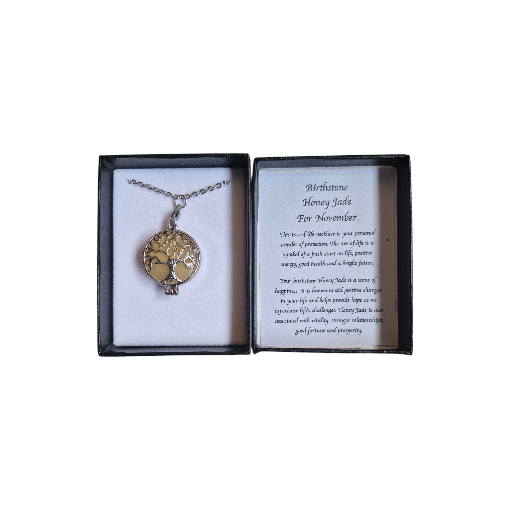 Birthstone Honey Jade November Tree of Life Necklace nz