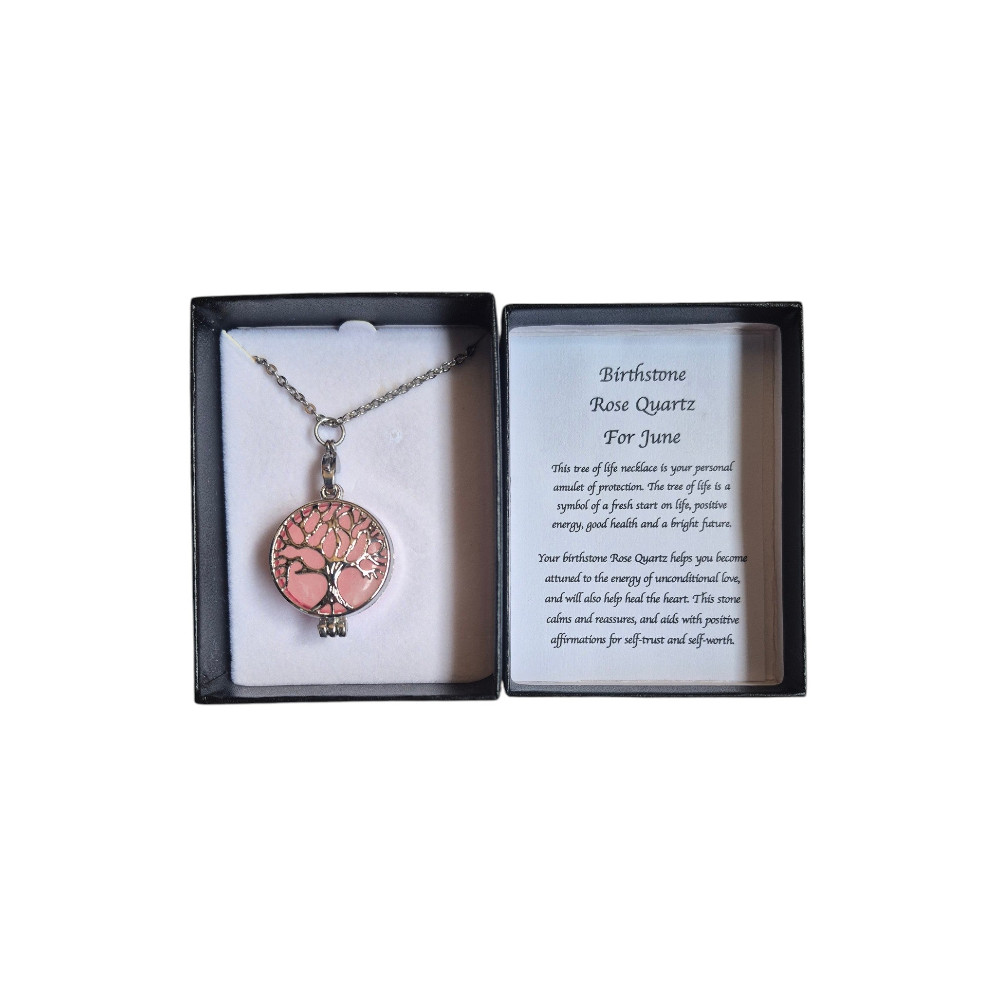 Birthstone Rose Quartz June Tree of Life Necklace nz
