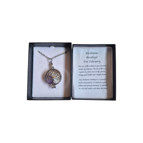 Birthstone Amethyst February Tree of Life Necklace nz