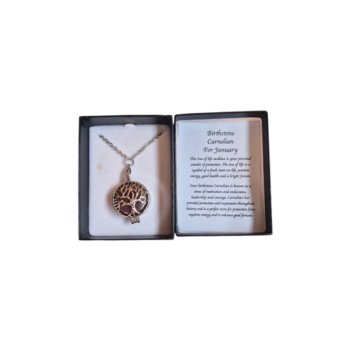 Birthstone Carnelian January Tree of Life Necklace nz