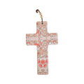 Salmon Floral Ceramic Cross Large 23cm x 14cm nz
