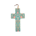 Green Pink Flower Bird Ceramic Cross Large 23cm x 14cm nz
